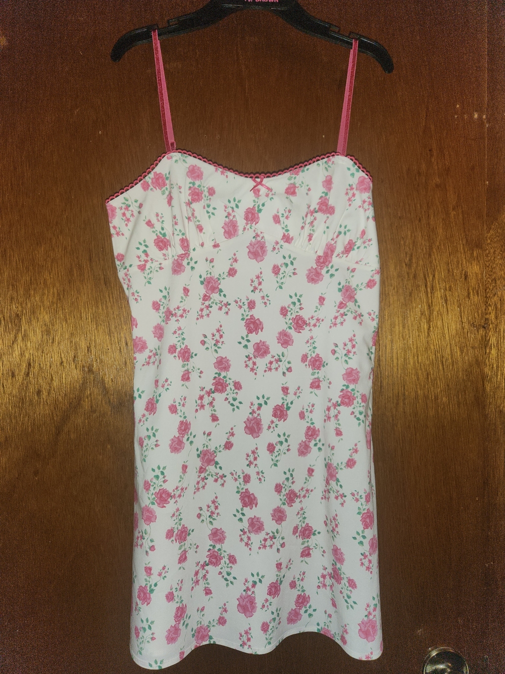 Pink Floral White Slip Dress with Adjustable Straps